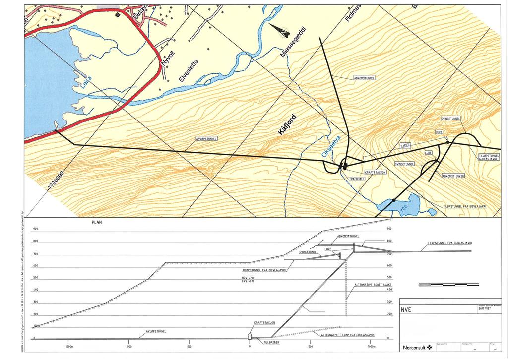 SVINGETUNNEL - -'---' ' -=)L--------- 100 0 100 200 100 l+00 500 m Dàll. doknnl.l.r útårk'd.