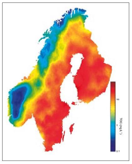 NOM i overflatevann i Skandinavia Målt som TOC - mg/l; N=4900 (Tuhkanen et al, 2011) P.