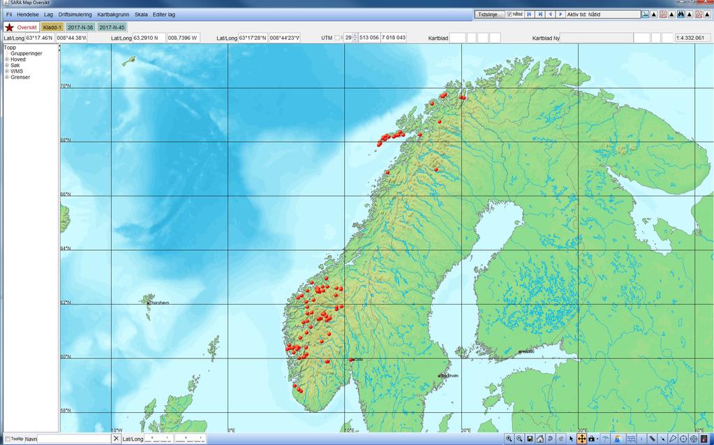 18 Frivillige organisasjoner i søk og redning Figur 1.2. Kart over aksjoner der Norske alpine redningsgrupper har deltatt i perioden 2010 2016. Kilde: Hovedredningssentralenes SAR-register.