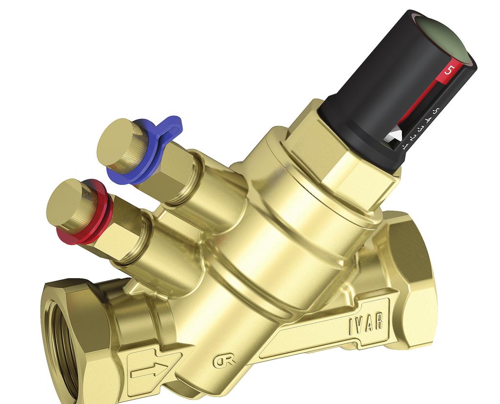 PICV-ventilen består av en ventilkropp med målenipler. Denne kombineres med ventilinnsats etter eget ønske.