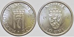 Numisma -755-50 øre 1953 kv.