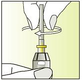 5. - Fortsett med å holde sprøyten pekende oppover - Skru nålebeskytteren (som
