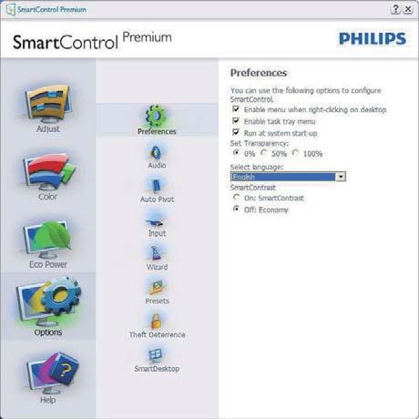 3. Bildeoptimering oppgaveskuffen. Den eneste måten å åpne SmartControl Premium på er fra snarveien på skrivebordet eller programfilen.
