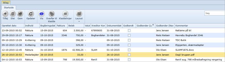 5. Når du blar til neste linje i bilagsoversikten, er det neste bilag som vises synkront. Dermed slipper du å vise bilagene linje for linje, du kan bare bla og så vises det tilsvarende fysiske bilag.