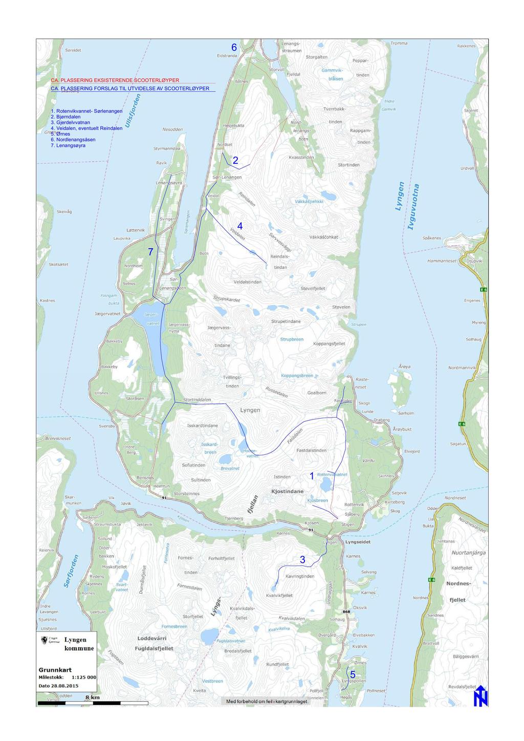 6 CA. PLASSERING EKSISTERENDE SCOOTERLØYPER CA. PLASSERING FORSLAG TIL UTVIDELSE AV SCOOTERLØYPER 1.
