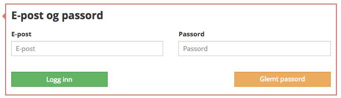 1.2 Ordinær registrering med epost og passord Du kan også registrere deg med din epost og et valgt passord.