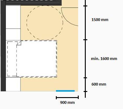 Alle skal bo godt og trygt Eksempel på krav til utforming av soverom Snusirkel på den ene langsiden av seng 600 mm på motsatt side