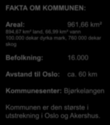 60 km Kommunesenter: Bjørkelangen