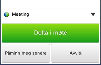 34 Planlagte møter Bli med i et planlagt møte Om å bli med i møter Hvis du trykker på et møte i listen, vil du kunne se mer informasjon om møtet.