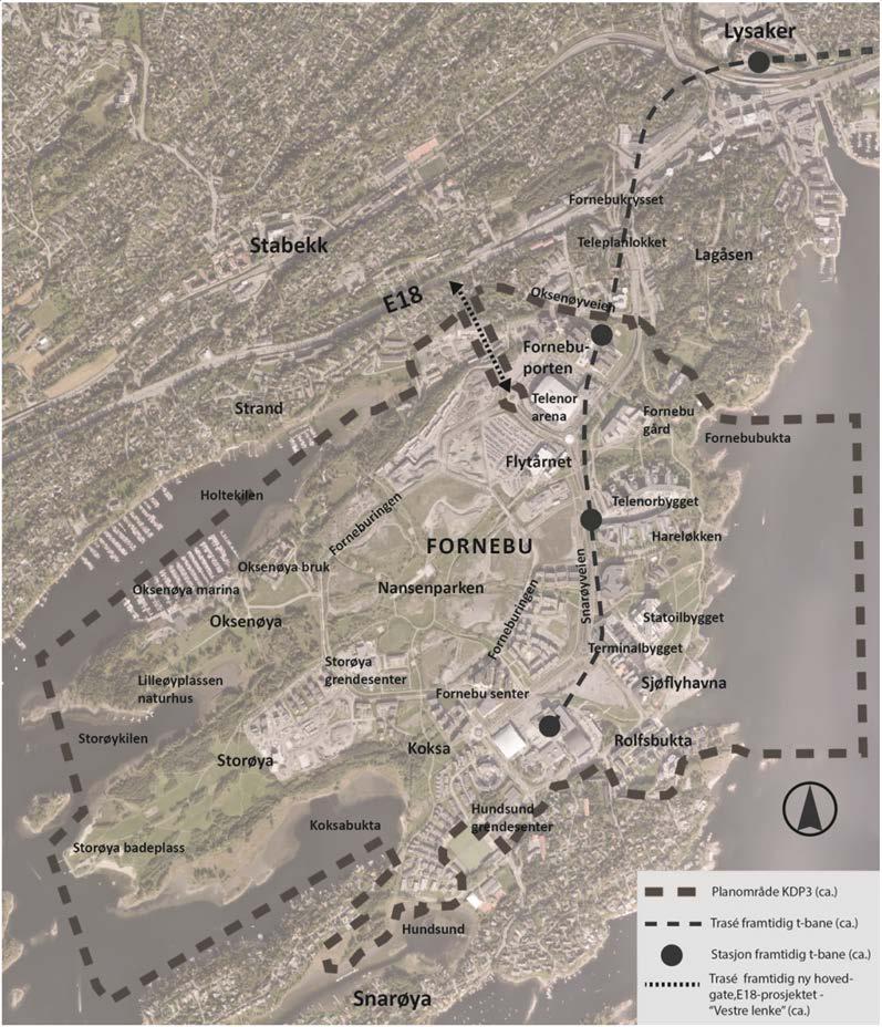 April 2016: Kommunestyresak «Fornebu rammer for videre utvikling November 2016: Planprogram vedtatt Januar februar 2017: Anskaffelse av konsulent Mars 2017: Oppstart prosjektteam Bærum kommune og