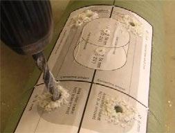 rilling the insertion hole Use a saw drill designed for glass fibre cutting, with the correct size according to the thruster model to be fitted. Slow speed is recommended. (Fig.5) 6.