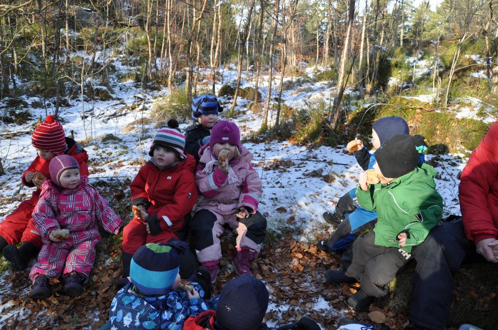 Solen har tittet frem noen dager slik at vi har kunnet kost oss med både lunsj og frukt ute. Noen bilder fra en tur til furukammen. I APRIL SKAL VI.