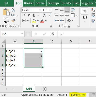 Gjør kjapp kalkulasjon i Excel Hva gjør du de gangene du skal legge sammen en eller flere celler? Lager en formel som legger cellene sammen?