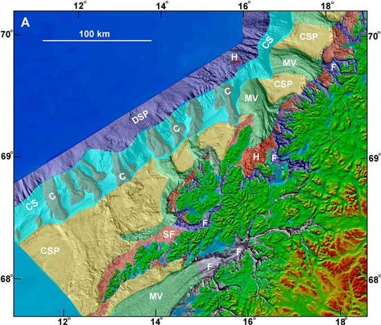 Fig. 4. Landskapskart for havbunnen utenfor Lofoten og Vesterålen.