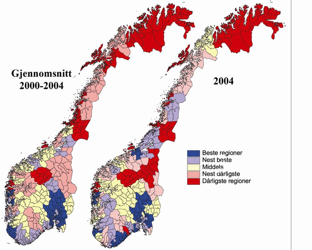 Næringsanalyse for BTV Lønnsomhet i regioner i Norge Det er en sterk konsentrasjon av regioner med mange lønnsomme foretak på det sentrale Østlandet.