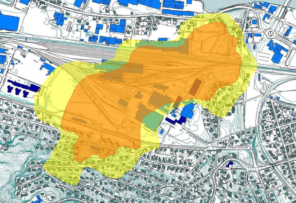 18 av 28 Sundland vest Beregningsresultat for alternativet Sundland vest vises i Figur 9 og omhandler i hovedsak arbeider forbundet med etablering av kulvert ved byggegrop, samt tunneldriving.