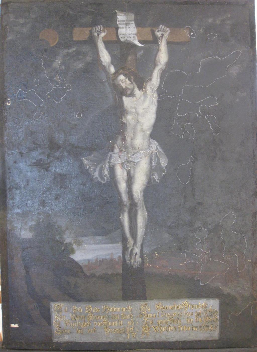 Figur 8 Maleriet etter overflaterens og fjerning av ferniss på Kristusfiguren.