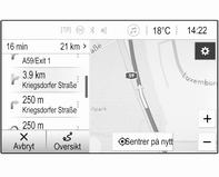 For å avbryte veivisning velges Avbryt på venstre side av skjermen 3 165. Reisemålliste Destinasjoner-listen inneholder alle reisemål som hører til den nåværende aktuelle ruten.