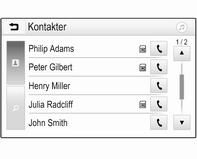 182 Infotainmentsystem Telefonhovedmeny Trykk ; og velg så TELEFON for å vise den aktuelle menyen.