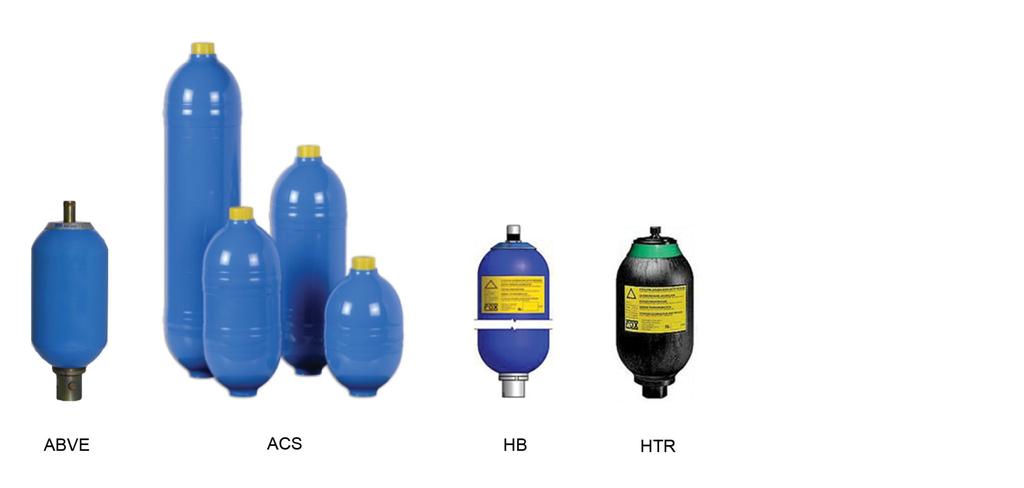 Akkumulatorer Blæreakkumulatorer Vi leverer blæreakkumulatorer type HTR fra FOX og ABVE fra Hydro Leduc.
