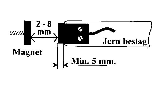 8.2 SENSORER 8.2-1 MONTERING AV SENSOR OG MAGNET Magneten skal monteres på det roterende element; f.