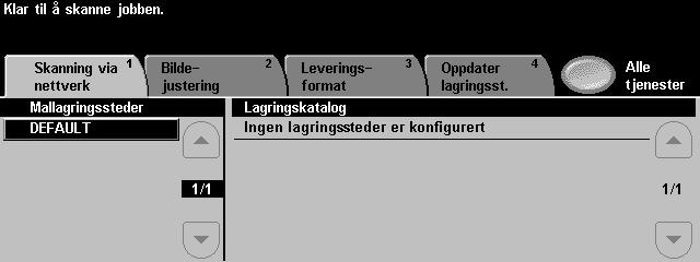 2. Velg funksjoner på skjermen Trykk på Funksjoner, slik at vinduet for kopiering, faksing eller skanning vises. Velg Skanning via nettverk. Hvis Kontroll er aktivert, må du logge på.