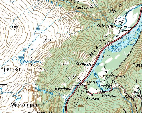 4.4 Bøvra nedstrøms Røysheim 11/9-02 4.4.1 Feltobservasjoner - vannkjemi og bakteriologi Stasjonens koordinater EU89 UTM 32 Nord: 6846813 Øst: 467833 Stasjonene plassering er vist i Figur 4.5.
