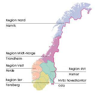 NVEs Regionkontor Region Nord dekker vannregionene Nordland, Troms og
