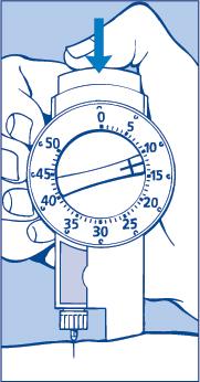 dosevelgeren går tilbake til 0 etter injeksjonen. Hvis dosevelgeren stopper før den går tilbake til 0, har ikke hele dosen blitt injisert. Dette kan føre til for høyt blodsukkernivå.