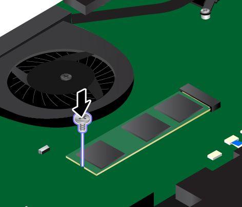 8. Sett inn skruen som låser M.2 Solid State-stasjonen. 9. Skru dekselet på plass igjen. Se «Bytte ut dekselet til baseenheten» på side 129. 10. Snu maskinen rundt igjen.