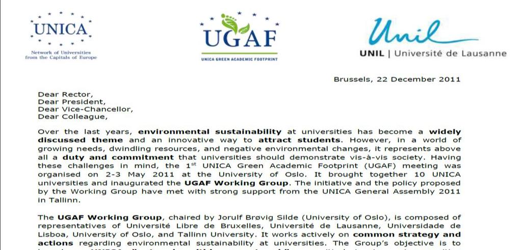 INTERNASJONALT UNICA Green Academic Footprint WE PLEDGE TO BECOME GREENER! 2nd Int.
