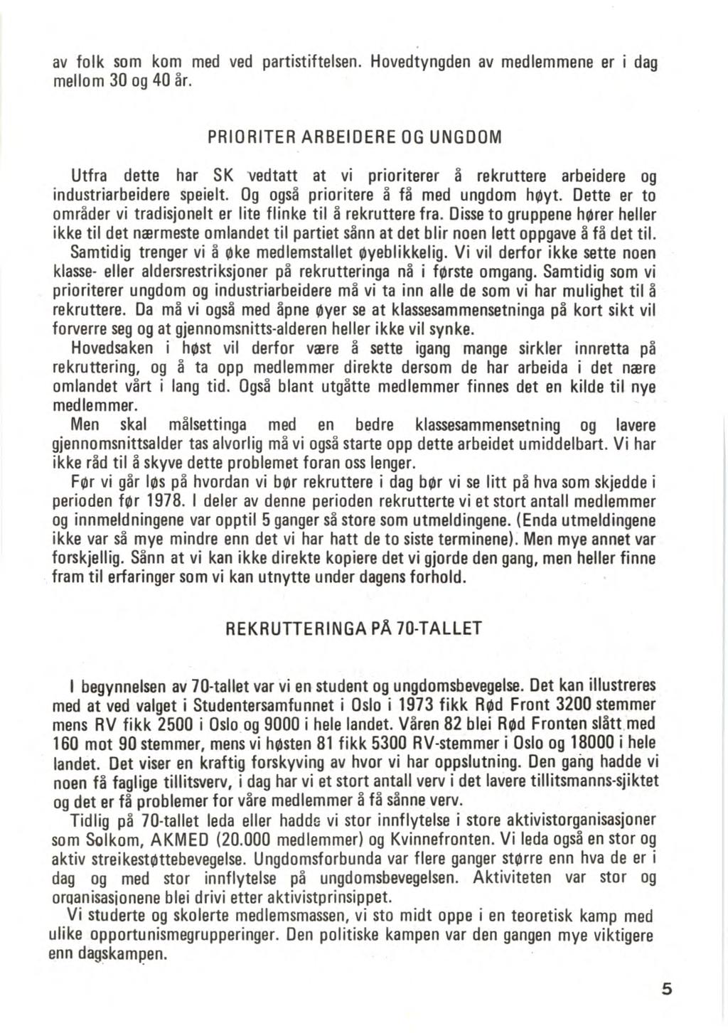 av folk som kom med ved partistiftelsen. Hovedtyngden av medlemmene er i dag mellom 30 og 40 år.