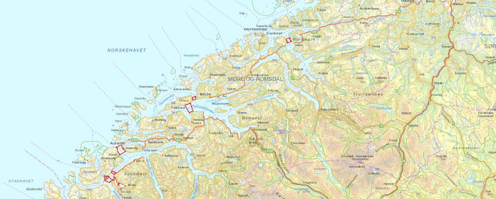 Områdene som skal undersøkes 9 kartleggingsområder Halsafjorden
