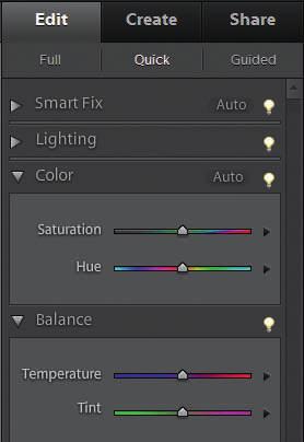 Justér fargen med Saturation samt fargebalanse og lysstyrke med Hue og Lighting.