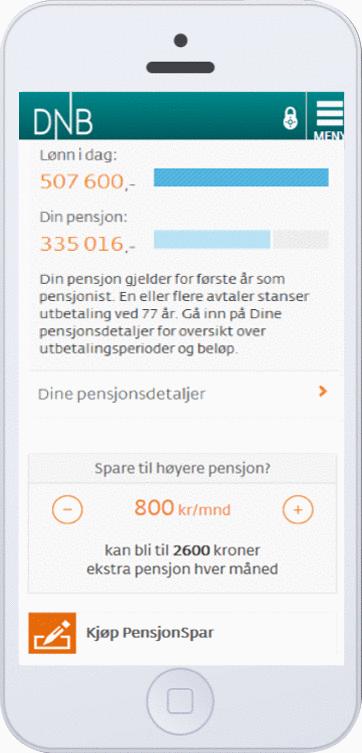 FÅ OVERSIKT OVER DIN PENSJON PÅ DNB.NO På dnb.no kan du følge med på utviklingen av din pensjonskonto.