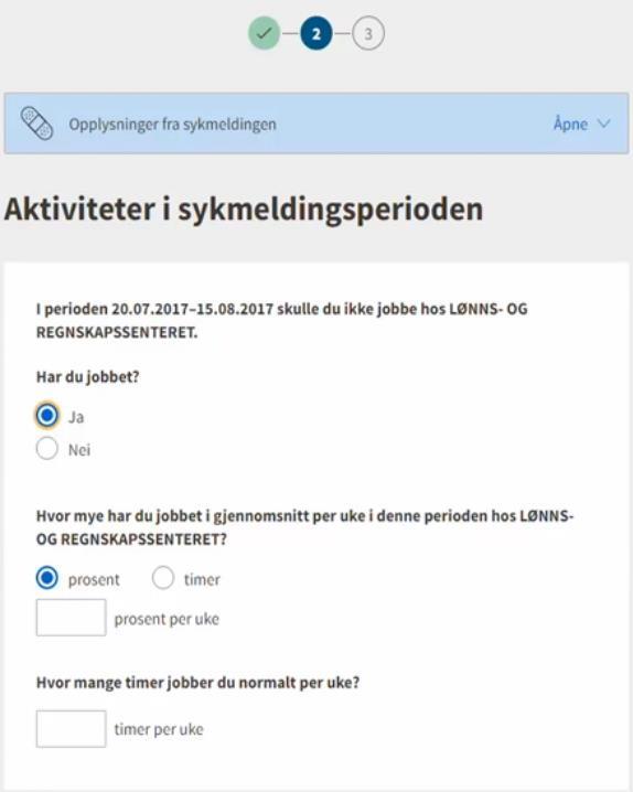 Innsending av søknad om sjukepengar Utfylling av eigenerklæringa trinn 2: