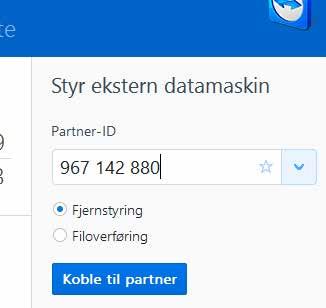 HJELPE- MASKINEN Start installeringen av TeamViewer, sett hake ved Installer og personlig / ikke-kommersiell bruk, og klikk på