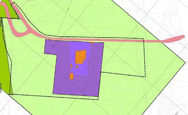 Planområdet lagt inn i kommuneplan. Framlegg til plankart. Om lag 12 mål av planområdet ligg i LNF-område, men er vurdert til å ha liten verdi som landbruksområde.