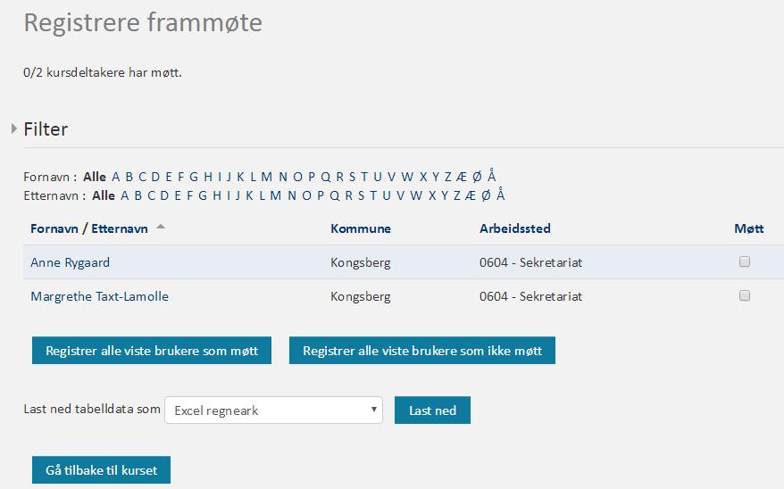 Under menypunkt Brukere kan du manuelt melde på deltakere til arrangement administrere ventelister redigere påmeldingsalternativer for kurset (egenpåmelding / bulkpåmelding) redigere frister for