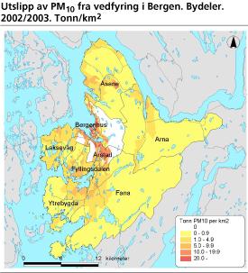Kartlegging av svevestøv fra vedfyring 00-003, kilde Årsrapport -Luftkvalitet i Bergen 005 Støysonekart for situasjonen i 05 vist for.5 m høyde (utearealer), kilde: rapport 957800 utarbeidet av Sweco.