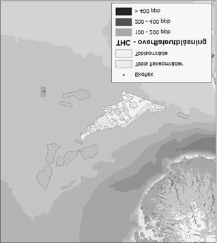 2010 2011 Prop. 113 S 27 Figur 1.1 Overlapp mellom laveste effektkonsentrasjon ved utblåsning fra Ekofisk (hhv havbunnsutblåsning (til venstre) og overflateutblåsning) og registrerte tobisområder.