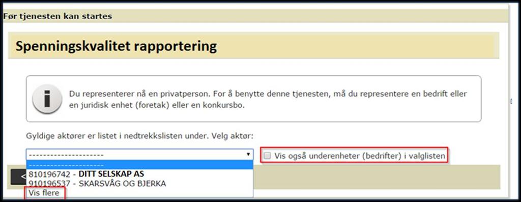 5 Logge på «Spenningskvalitet rapportering» OBS!