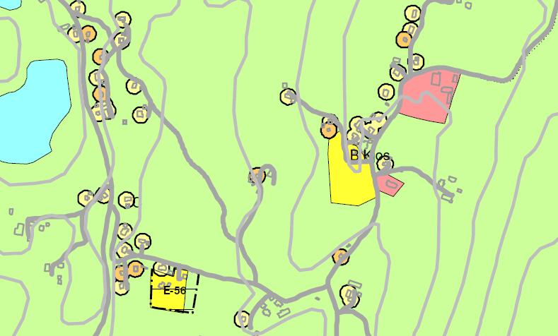 Kommuneplanens arealdel Planbeskrivelse 12 Kartutsnitt Kjos: Bjørklund skole B Kjos 4.1.3 Boligområde Rækstad Areal: ca.