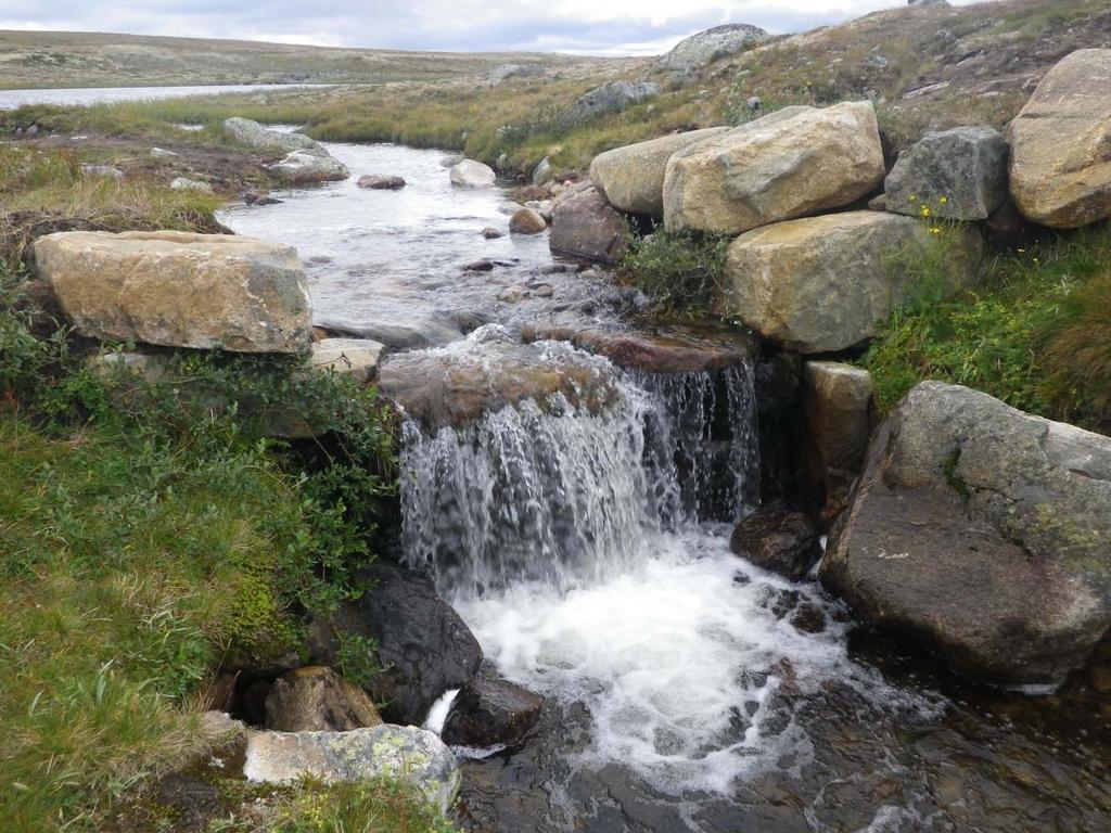 Figur 7. Eksempel på fiskesperre på Hardangervidda bygget av naturlige materialer fra stedet.