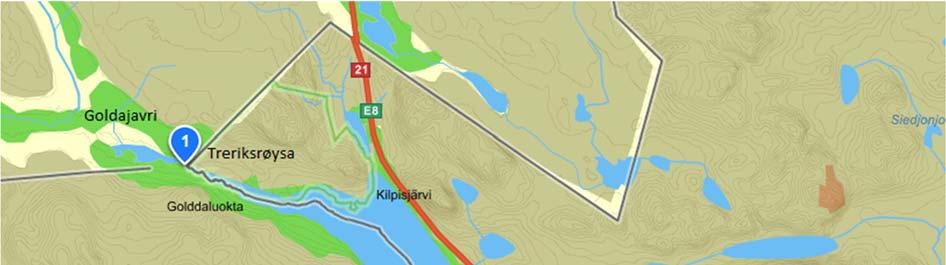 Figur 2. Kart over Könkämäeno, en av hovedgreinene i Tornevassdraget.