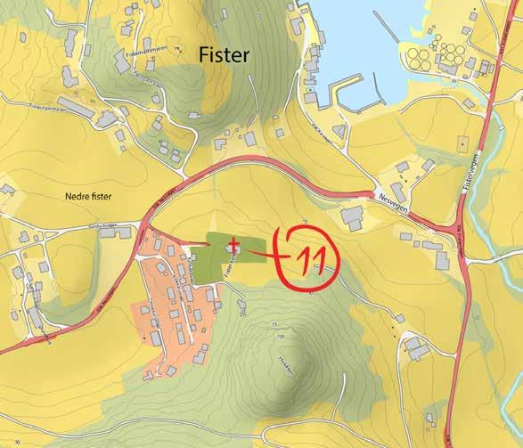 På motsett side av vegen som går til Furutangen går det ein sti innover i skogen. Følg denne ca 1 km, då vil du finna fram til skatt nr 10. Nå må du ta deg fram til Fister.