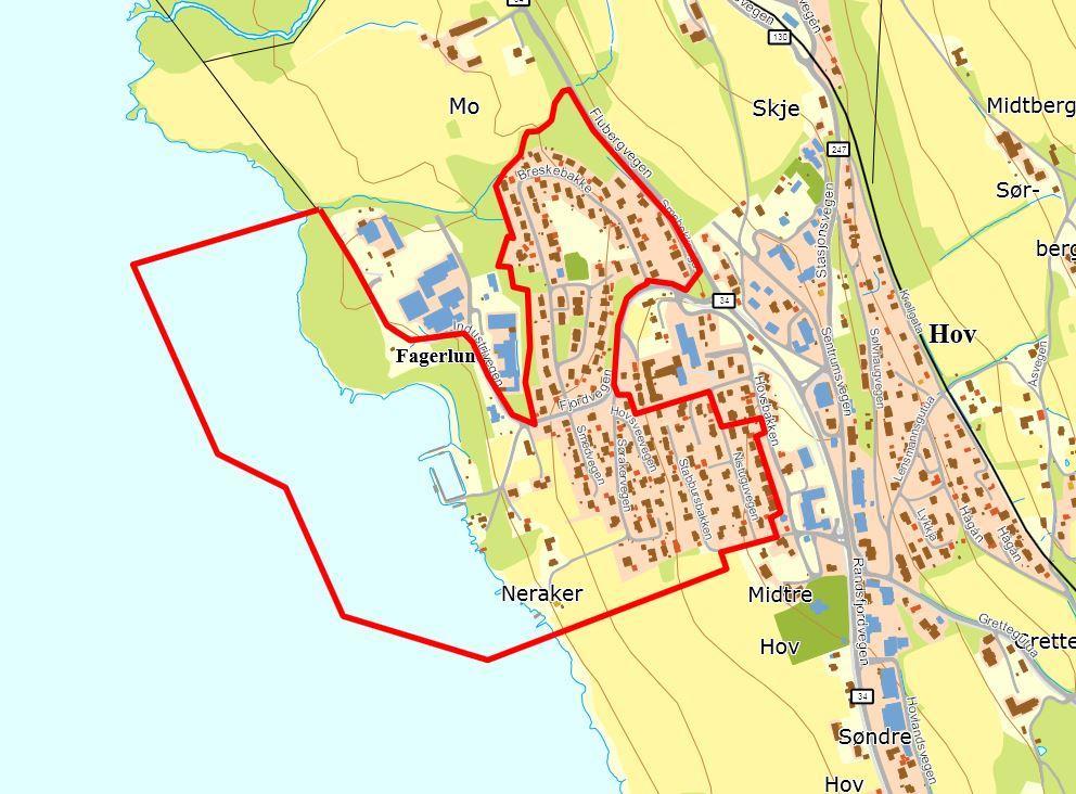 2.2 Beskrivelse av planområdet Planområdet begynner på 134m.o.h. ved Kråkvika og strekker seg til 240m.o.h. nord ved Breskebakke.