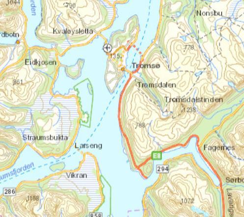 Avgrensing Avgrensing mot byområde Tromsø Fra vest - Giæverbukta Vedtatt kommunedelplan Ny tverrforbindelse og ny forbindelse