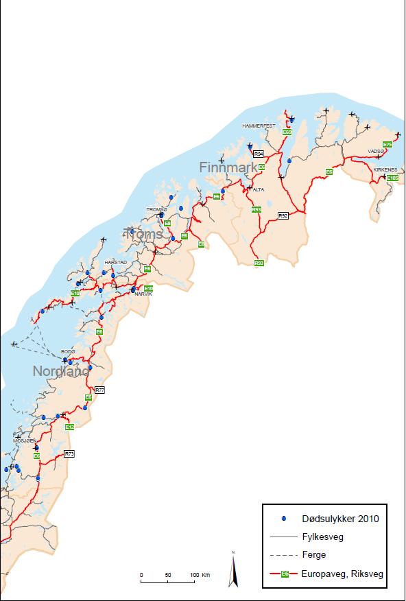 2.6 Geografisk fordeling av dødsulykkene Figur 7: