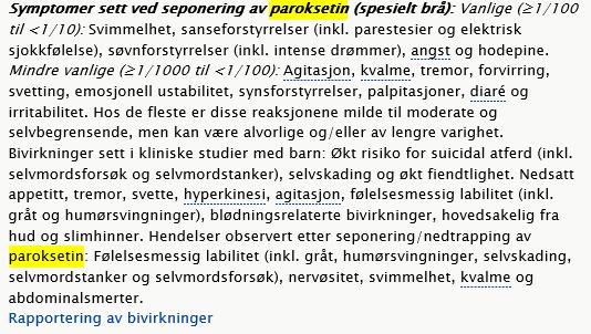 Få seponeringsråd i Felleskatalogen / SPC